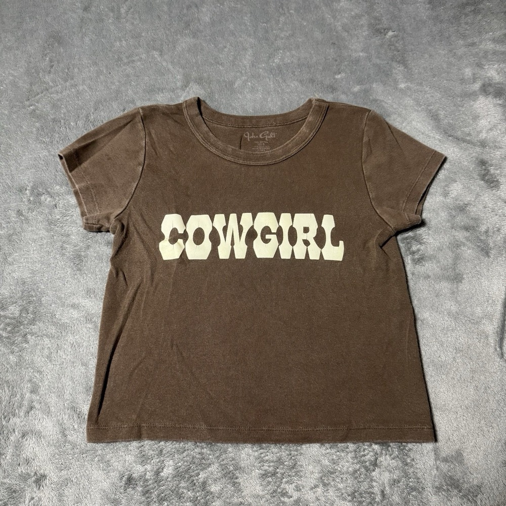 John Galt Brown T Shirt Women OS Cowgirl Graphic Cottagecore Country Summer